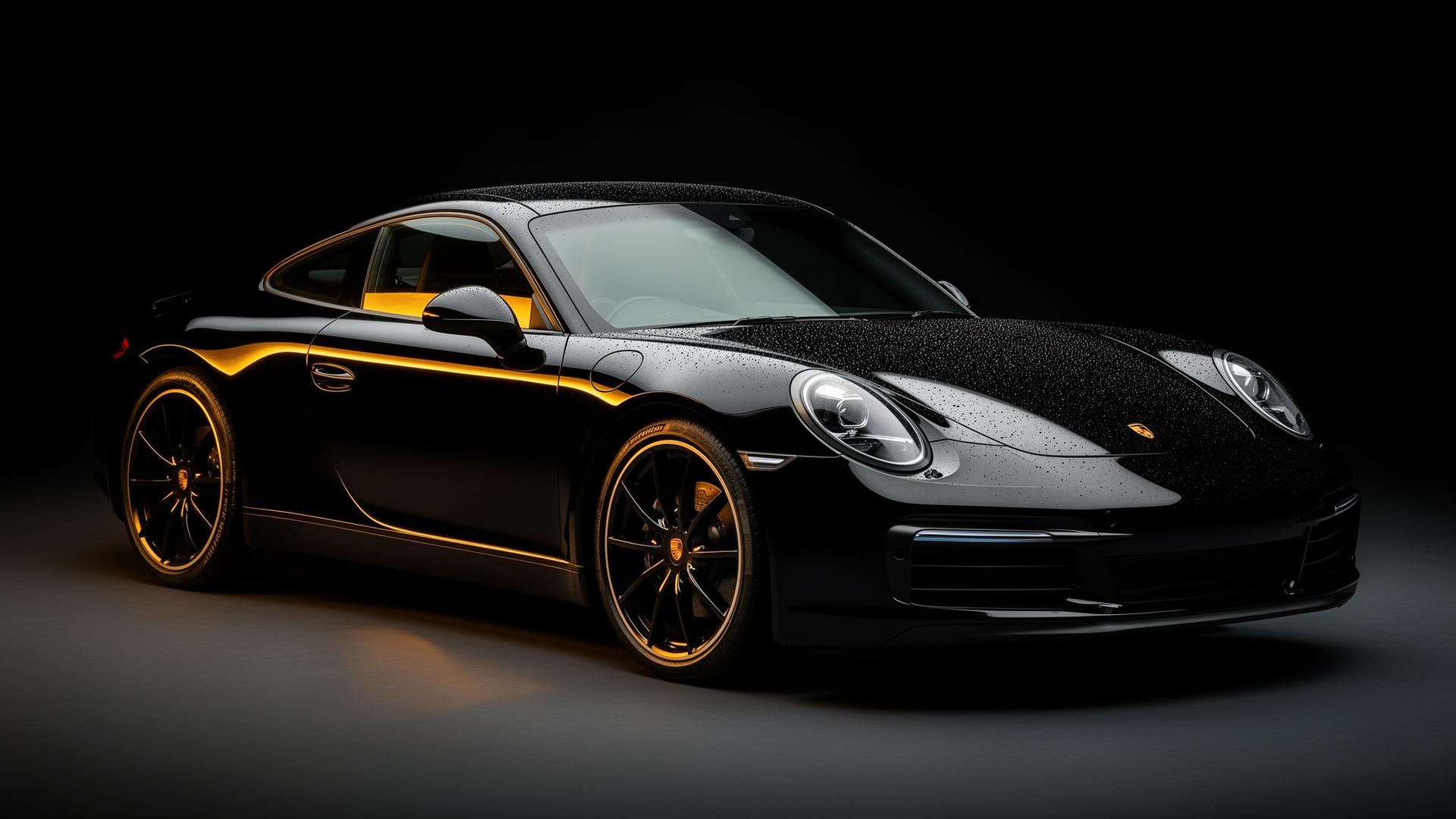 Freshly detailed luxury car with glossy mirror finish